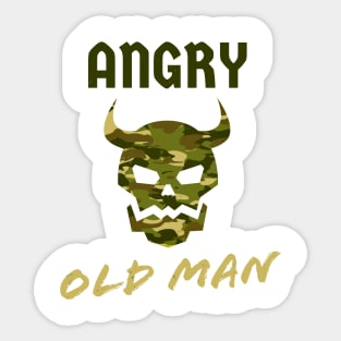 Angry Old Man Camouflage Skull Mens Sticker